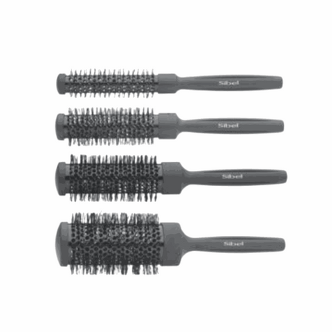 Sibel Black Thermal Brush Set - 4 Pack