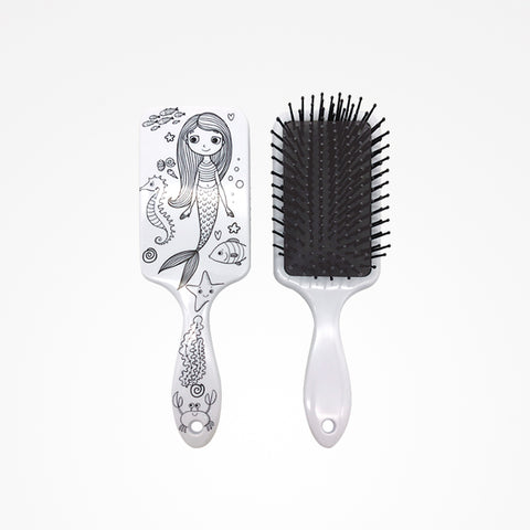 Mermaid Colouring-in Paddle brush for children with markers