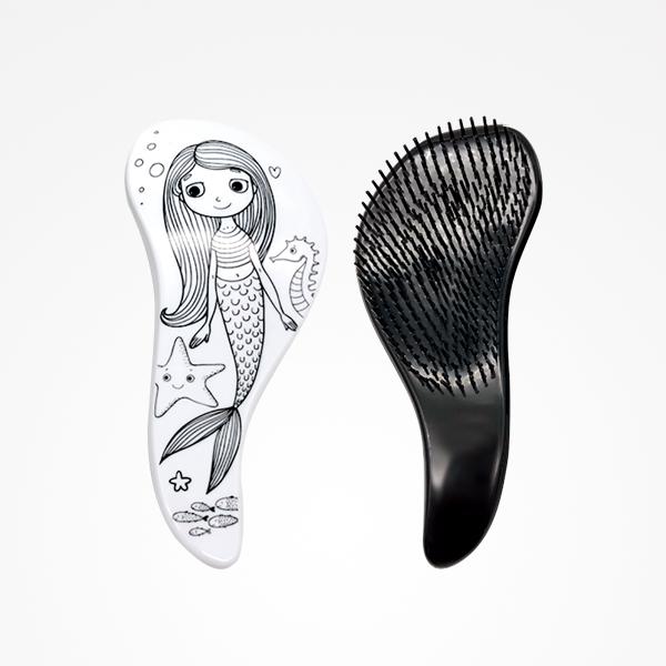 Mermaid Colouring-in Detangling brush for children with markers