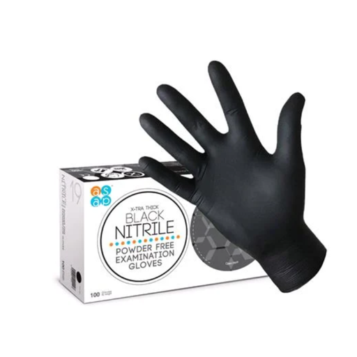 [20103C-C3] ASAP Xtra Thick Black Nitrile Powder Free Disposable Gloves Med