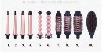 [PBPLA43497] 10 in 1 Curling Iron and Brush Set