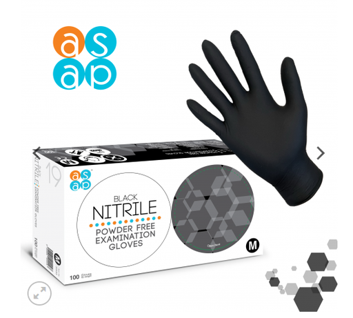 [20532] Asap Nitrile Powder Free Gloves - Black - Small
