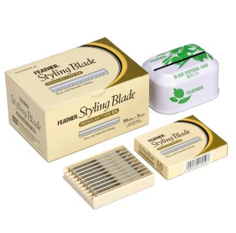 [P001086] Razor Blades Feather 5 Packs of 10 Blades Box